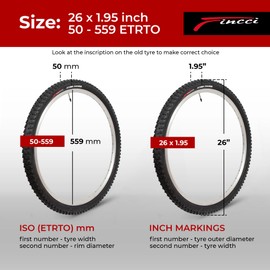 Fincci Pair of Bike Tires 26 x 1.95 Inch 50-559 Foldable 60 TPI All Mountain Enduro Tire for MTB Hybrid Bike Bicycle - 26x1.95 Mountain Bike Tire Pack of 2