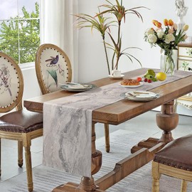 Grey Table Runner Modern Living Room Table Runner Spring Place Mats 40 x 140 cm Stripes Fine Marble Decorative Cloth for Coffee Table, Christmas Parties, Weddings, Events, Dining Table Wedding Linen