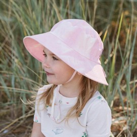 Jan & Jul Girls Cotton Sun Hat with UPF 50 Sun Protection, Adjustable Size Bucket Hat, Pink tie dye design