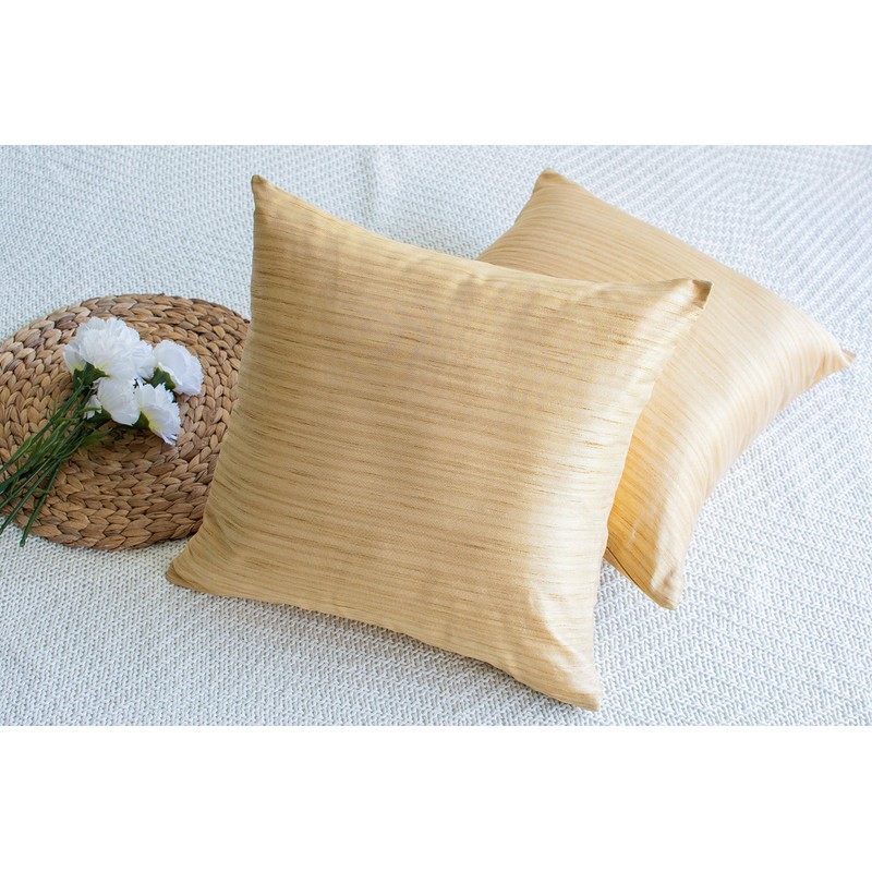The White Petals Gold Euro Pillow Covers (Faux Silk, 26x26