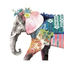 Set of 2 Individual Decoupage Paper Party Napkin ELEPHANT REGAL COLORFUL Watercolor Decor Luncheon Napkins for a Birthday holiday, Wedding, Cocktail Party