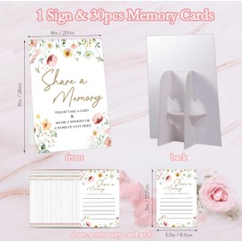 Share A Memory Cards For Celebration Of Life Decorations Ideas - 30 Boho Flowers Memorial Cards and 1 Sign, Guest Book Alternative for Funeral Graduation Wedding Bridal Shower Anniversary Retirement
