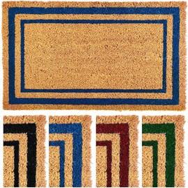 Ecomills Double Border Coco Coir Doormat (22" x 36", Blue)