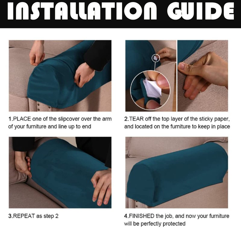 Stretch Armrest Covers Velvet Arm Covers for Chairs Couch Sofa