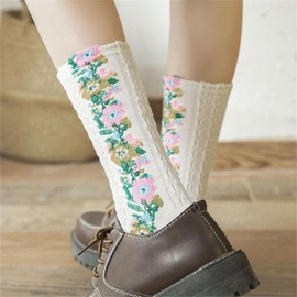 SUIKONE 5-Pair Set Women's Room Socks All-Season Foot Swelling Relief Short Stocking Socks Stylish Cute Casual Socks Breathable Ankle Socks