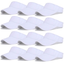 Ultrafun Ultrafun Unisex Sports Sun Visor Adjustable UV Protection Sun Hat Cap for Beach Pool Golf Tennis (12Pack-White)
