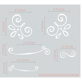 5pc Curly Doodle Swirls Wall Art Stickers Vinyl Decals Home Décor White