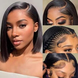 FATIAO Bob Wig Human Hair 13x6 Lace Front Wigs Human Hair Short Bob Wig Human Hair For Black Women 180% Density 10 Inch