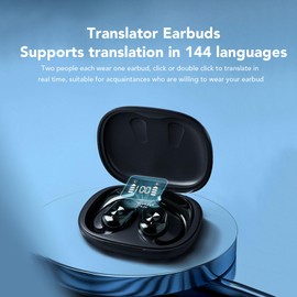 Language Translation Earbuds, Wireless Bluetooth 5.3 144 Languages Translation Earbuds Real Time, Language Translator Earphone with APP for iOS for Android (Black)