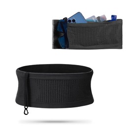 Viilich Belt Bag, Multifunctional, Breathable, Universal Concealed Knitted Waist Bag, Running Waist Bag with Large Capacity, Suitable for Running, Cycling, Jogging, black