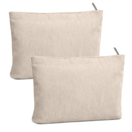 FITDON 2PCS Cosmetic Bags for Women Makeup Bag for Purse Small Corduroy Makeup Pouch Travel Make Up Bag with Zipper Toiletry Bag Organizer, Beige
