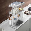 Goudergo Retractable Stainless Steel Sink Dish Drainer, Freestanding Large Dish
