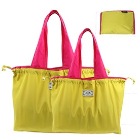 GOKOU 2-Piece Set of Same Color, Eco Bag, Convenience Store, Compact, Shopping Bag, ECO Tote, Shopping, Supermarket, Foldable, Large Capacity, Waterproof, Lightweight, Shopping Bag, Storage, Stylish,