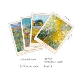 IKORNUO Vintage Wall Art Prints, Van Gogh Monet Prints for Walls Unframed, Bedroom Pictures for Wall, 8x10 inches, Set of 4, Unframed