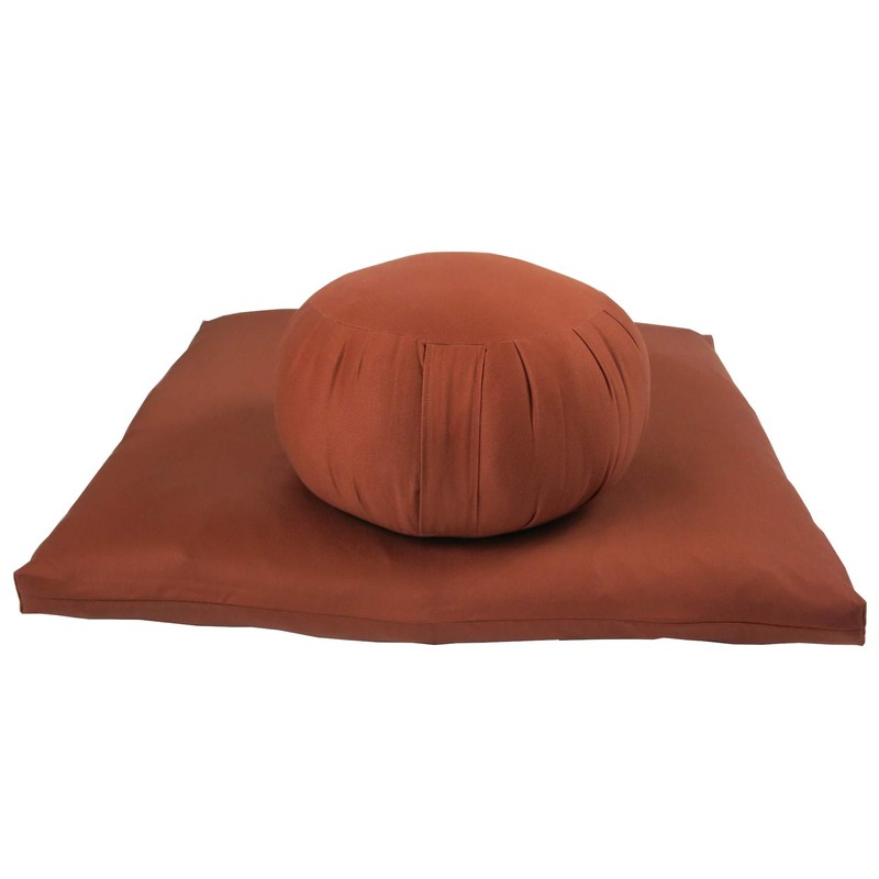 Kapok Zafu, Zabuton and Support Meditation Cushion Set (3pc), Clay