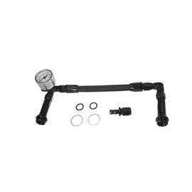 Partuto 4150 Braided Fuel Line with Pressure Gauge AN6 Dual Feed Carb Fuel Line for 4150 Based Carburetor Aluminum Black Replacement