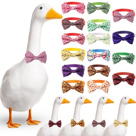 Abbylike 16 Pcs Holiday Porch Goose Bow Ties Outfits Adjustable 23" Festival Porch Goose Collars 4th of July Summer Seasonal Party Outdoor Patio Garden Lawn Decorations(Modern Style,Large)