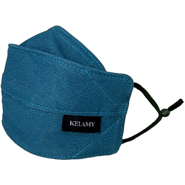Origami Style Cloth Face Mask Reusable & Washable with Filter Pocket, Nose Wire, Anti Fog Guard, Chin Cup for Women, Men by KELAMY (Teal Blue, Adult Size A - Large)