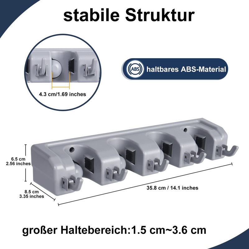 Kiemeu Broom Holder Wall Broom Holder Mop Holder Broom and