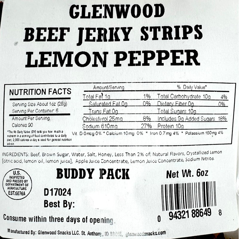 Glenwood Beef Jerky Tender Beef Jerky Buddy Pack Beef Jerky