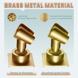 Shower Head Holder Handheld Shower Wand Holder Adjustable Shower Head Bracket Shower Wall Mount Holder, Brushed Brass/Gold Finish, Glue Installation