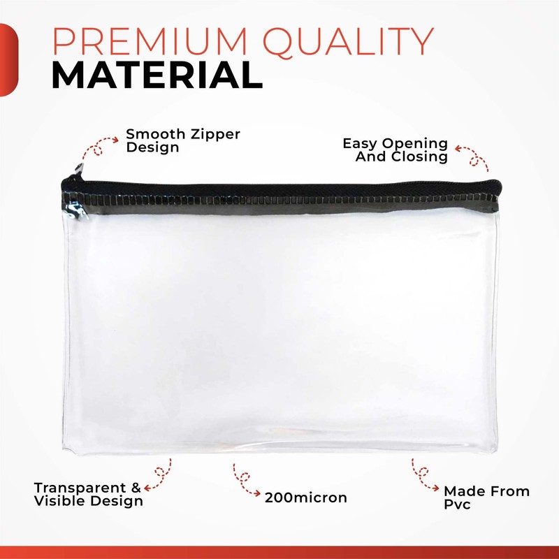 Janrax 8x5 inch Yellow Zip Clear Exam Pencil Case