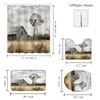 Sokdcam 4PCS Rustic Barn Windmill Shower Curtain Set, Western Farm