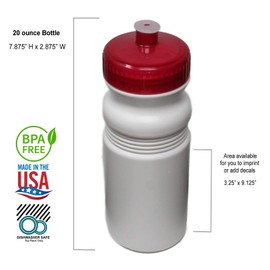 Rolling Sands 20 Ounce Sports Water Bottles 6 Pack, BPA-Free, Made in USA, Dishwasher Safe