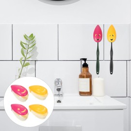 FOMIYES Smile Toothbrush Holders: 4pcs Smile Face Toothbrush Cover Caps with Suction Cups Hanging Toothbrush Cover Holders for Home Bathroom (Random Color)