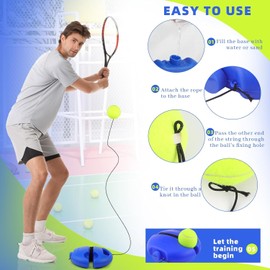 Jognee Tennis Trainer Tennis Trainer Set with 3 Rebound Balls, Portable Tennis Equipment, Tennis Ball Practice Trainer, Tennis Trainer Ball with String for Children, Players, Beginners