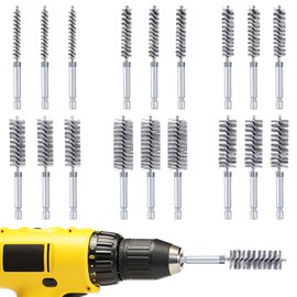 Bore Brush Set - 18pcs Small Wire Bore Brushes for Power Drill with 1/4" Hex Shank, Stainless Steel Tubes Ports Bearings Cleaning Parts Attachments (8/10/12/15/17/19mm)