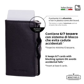 Moneyhold® Slim Wallet - Men's Card Holder - Mini Wallet Men Also with Coin Compartment - Card Wallet Men Small, 1b - Classic Black, 1 - Without coin holder