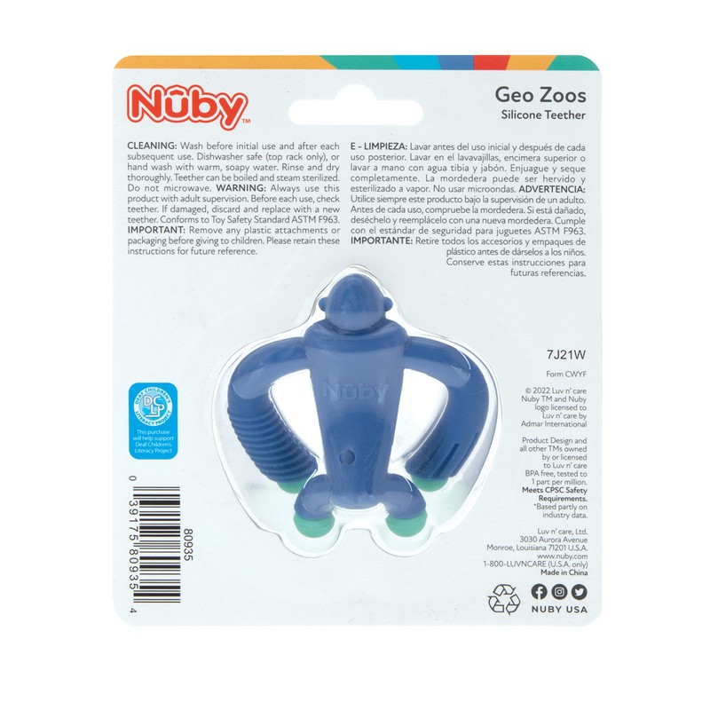 Nuby Geo Zoos Massaging Teether - Baby Teething Toy -