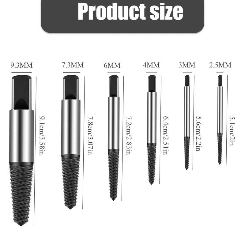 RYAN Screw Extractor Set of 6 Professional Left Extractor Set