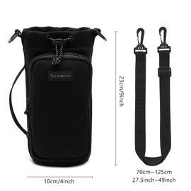 SEPWIK Water Bottle Carrier Bag with Phone Pocket 40oz Water Bottle Holder Pouch with Adjustable Strap Water Bottle Sleeve for Walking Hiking Camping Gym Scandihome Series Black