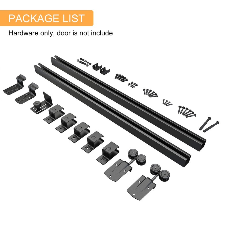 JUBEST 7.5FT Box Rail Exterior Barn Door Hardware Kit, Heavy-Duty