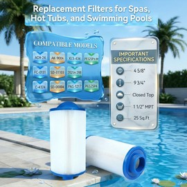 zuviuviz 4CH-24 Spa Filter Cartridge Compatible with Unicel 4CH-24, Aladdin 12519, Pleatco PGS25P4, Filbur FC-0131, Darlly 40260,SD-00004, SD-01103, Baleen AK-9004, Hot Tub Filters 25 Sq. Ft.1 Pack