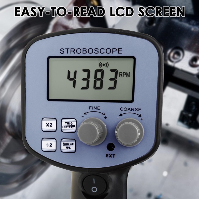 Accurate Digital Handheld Stroboscope with Wide Measurement Range, 50~12,000 FPM,