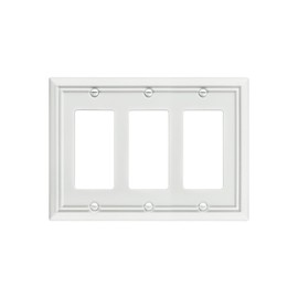 ZILLSEA 1-Pack Triple Decorator Wall Plate, Off White Wall Outlet Cover for GFCI Outlet, Dimmer Switch, Durable Metal, 6.77''*4.88'', Midsize