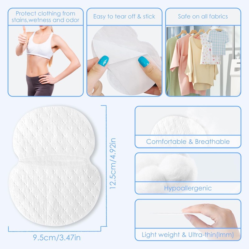 Armpit Sweat Pads, Disposable Underarm Sweat Pads, Invisible Sweat Pads