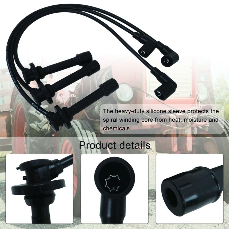 Misimain 3-Pack Spark Plug Wires for John Deere 825i &