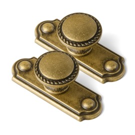 Yanxia Antique Brass Cabinet Knobs with Industrial Backplates Vintage Drawer Pulls for Kitchen and Dresser Hardware Handles, Set of 6