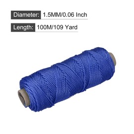 MECCANIXITY Twisted Mason Line Nylon Twine String Cord Blue 100M/109 Yard 1.5MM Dia for Netting, Landscaping, Home Improvement, DIY Projects, Crafting, Masonry, Gardening