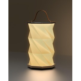 ZBOLE Bedside Table Lamp for Bedroom, Dimmable Touch Lamp USB C Charging Ports, Battery Operated Lamp, Rotating Folding Table Light, Foldable Paper Lantern for Home, Office, Living Room (Black)
