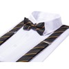 Hi-Tie Black and Gold Mens Stripe Suspender and Pre-Tied Bow