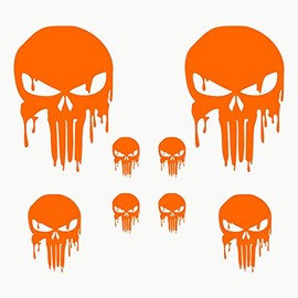 Autodomy Punisher Skull Melted Sticker Pack of 8 for Car or Motorcycle