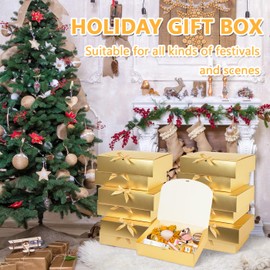 WLUSEAXI 12Pack Gold Gift Boxes with Lids, 129.83.1 Inch Bridesmaid Proposal Box, Luxury Gold Gift Box with Ribbon for Wedding Box, Birthday Box, Party Box, Christmas Boxes,Bridesmaid Box,Graduation Gift