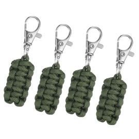 sourcing map 4pcs Paracord Zipper Pulls, 3.1" Paracord Lanyard Keychain for Backpacks, Tents, Trolley Cases, Traveling Cases, Key, Jackets, Dark Green