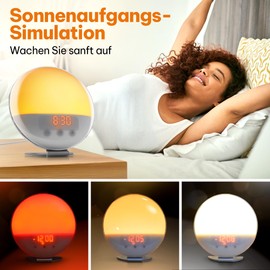 Top Life Light Alarm Clock - Daylight Alarm Clock for Awakening in the Light - Luminous Awakening with a Black Night and White Noise Mode - Sunlight Simulation, Twilight Simulator