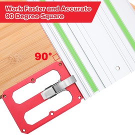 Track Saw Square with Edge Support, Guide Rail Square, Accurate 90 Degree Right Angle Guide for Fast Easy Cuts, Compatible with Festool and Makita, Track Saw Guide Rail for Precision Cutting